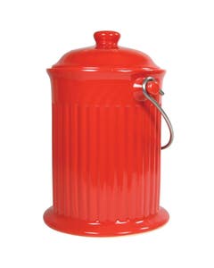 Red Ceramic Compost Keeper 1 gallon