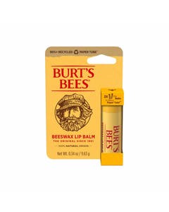 Burts Bees Original Beeswax Paper Tube Lip Balm 0.34 oz. tube blister box