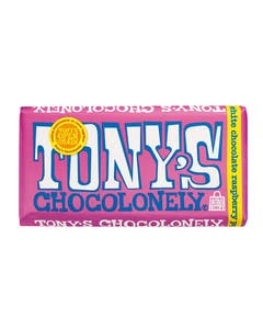 Tony's Chocolonely White Raspberry Popping Candy Chocolate Bar 6.35 oz.